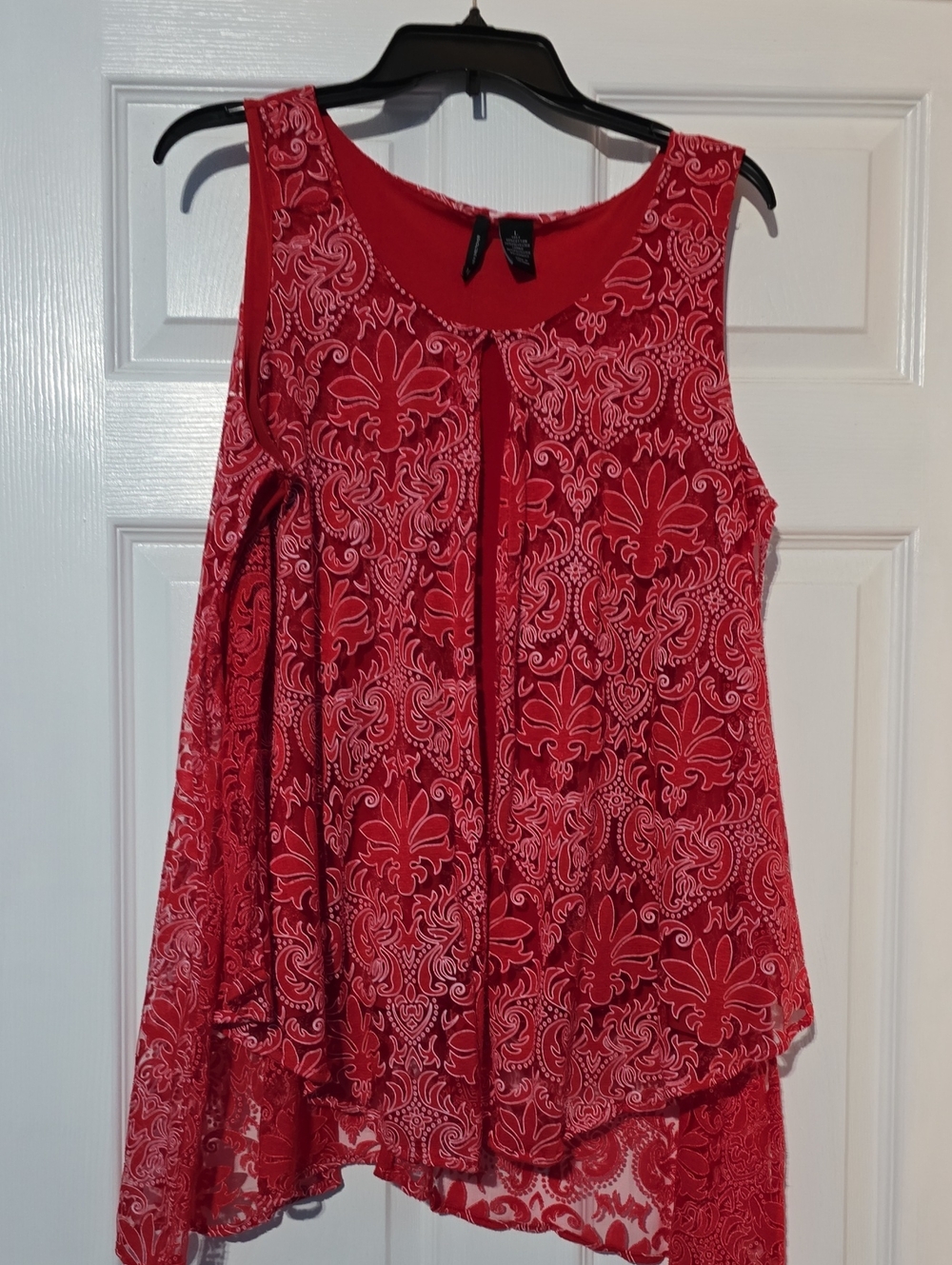 new directions Red Sleeveless Printed Tank Top